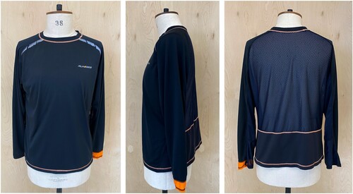 Figure 10. Physical garment made from jacket lining and two long-sleeved sports tops (authors own).