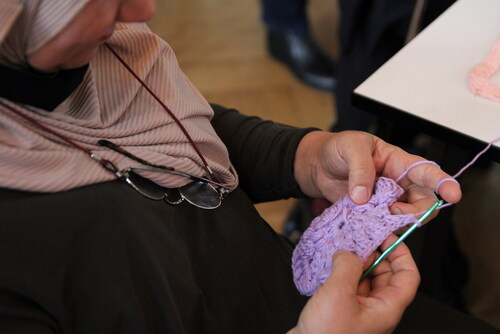 Figure 4 Sunday Pursuit textile craft event, September 20, 2020, with demonstration of crochet techniques, The National Museum of Denmark. Photo: Sofie Clausager Dar.