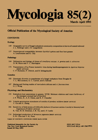 Cover image for Mycologia, Volume 85, Issue 2, 1993