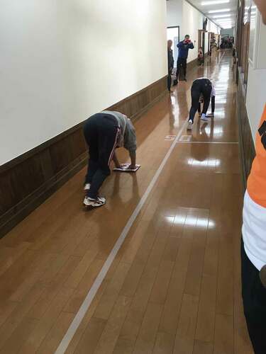 Figure 5. Athletics activity inside the abandoned Takkotai Elementary School.