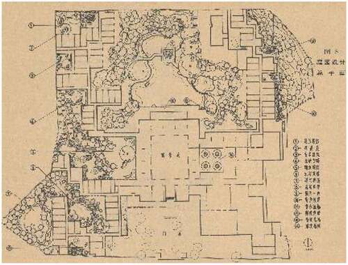 Figure 12. The general plan of the courtyard design of the Fragrant Hill Hotel, provided by Liu Shaozong 1983.
