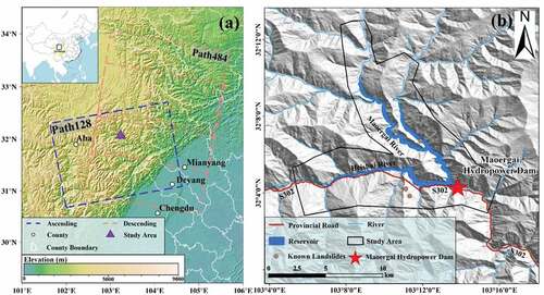 Figure 1. (a) Overview of the study area; and (b) the reservoir area.