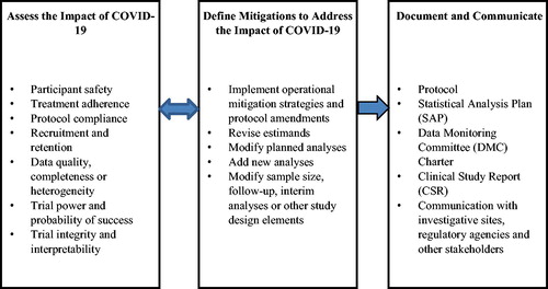 Fig. 1 Key dimensions of assessment, mitigations and documentation to address the COVID-19 impact.