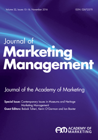 Cover image for Journal of Marketing Management, Volume 32, Issue 15-16, 2016