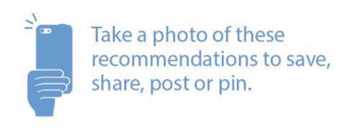 Figure 1. Icon on brochure encourages women to take a photo of fish consumption guidelines and pin on Pinterest, post on social media, save, or share the photo