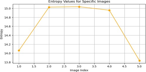 Figure 10. Entropy values for the specific images.