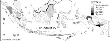 FIGURE 6 Local Indicators of Spatial Association of GDP Per Capita in 2010