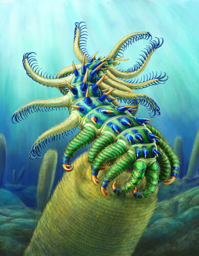 Figure 10. Entothyreos synnaustrus gen. et sp. nov., life reconstruction. Drawing by Danielle Dufault © ROM.