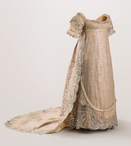 Figure 6 Mrs. Triaud, wedding dress worn by Princess Charlotte, 1816. Silk satin, silk net, and metal thread. Royal Collection Trust/© His Majesty King Charles III 2023.
