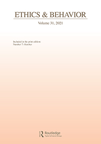 Cover image for Ethics & Behavior, Volume 31, Issue 7, 2021