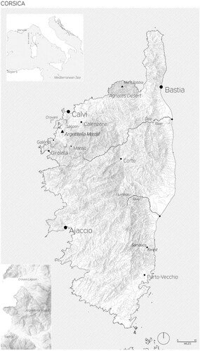 Figure 1. Map of Corsica.Source: Eric Schwartz.