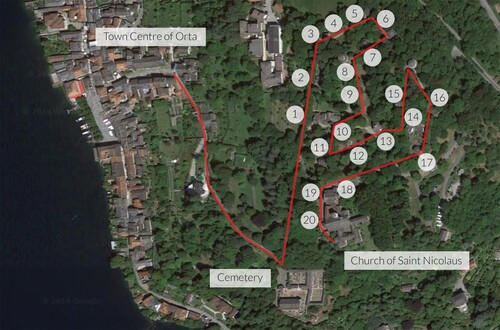 Figure 5. The sequence of chapels in the Sacro Monte of Orta (Photo C. Molinari, taken 2023).