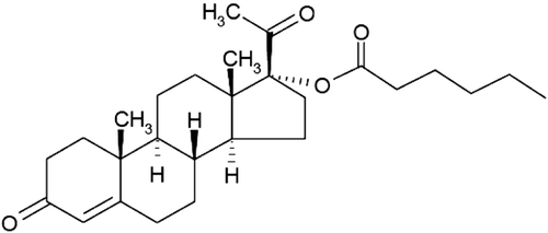 Figure 1 . Chemical structure of hydroxyprogesterone caproate.
