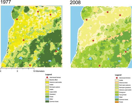 Figure 4. Land configuration images 1977 and 2008