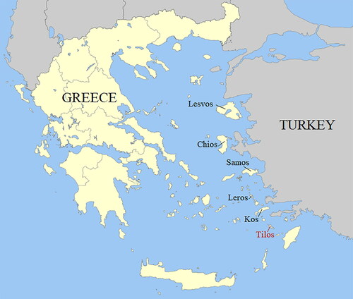 Figure 1. Tilos and the Aegean hotspot islands.