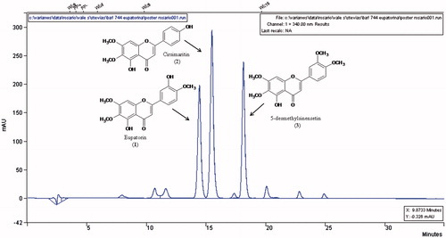 Figure 2. HPLC profile of the dichloromethane extract of Stevia satureifolia var. satureifolia.