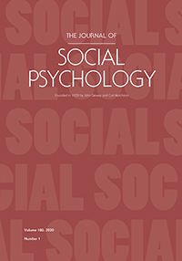 Cover image for The Journal of Social Psychology, Volume 160, Issue 1, 2020