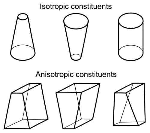 Figure 2. Intrinsic isotropic and anisotropic shapes of examples of membrane constituents.