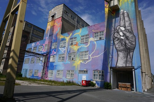 Fig. 2. The Ifö Center outdoor gallery, with a mural by Carolina Falkholt (2015) (Photograph: Karin Coenen, 2021)