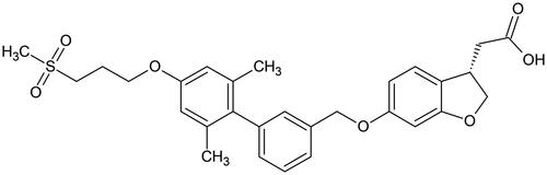 Figure 1. Fasiglifam (TAK-875), a GPR40 agonist withdrawn from phase III trials after the observation of elevated liver enzymes.