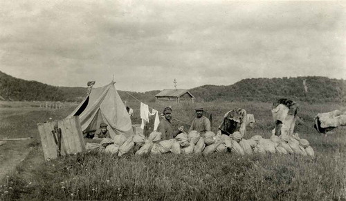 Figure 6. Expedition photograph from the excavations in Neiden, Finnmark in 1915. Photographer: Johan Brun. Published with permission from Tromsø Museum—University museum.