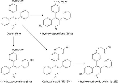 Figure 1 Metabolism of ospemifene in humans following a single oral dose of [3H]-ospemifene.