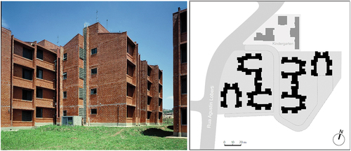 Figure 3. União da Juta’s housing project: aerial view (left) and site plan (right).
