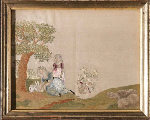 Figure 3 Aurore de Maré, Landscape, 1801. Silk embroidery and water colour on canvas, 25 x 30,5 cm. Photo Bertil Wreting, Nordiska museet, NM.0221633. CC BY-NC-ND.
