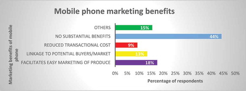 Figure 2. Marketing benefits derived from the adoption of mobile phone in agricultural marketing by the smallholder irrigation farmers