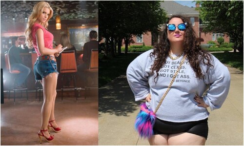 Figure 5. Left: Jessica Simpson as Daisy Duke in ‘The Dukes of Hazard’ 2005 (Ritschel Citation2020); Right: ‘9 Ways To Wear Plus-Size Shorts This Summer’ (Dalessandro Citation2015).