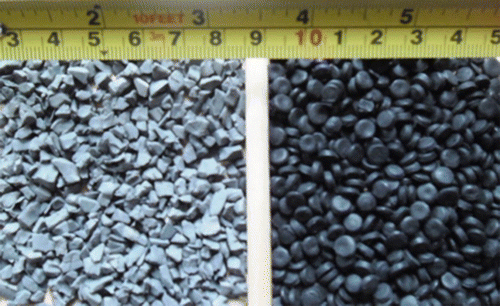 Figure 2 Shape and size of the PVC and HDPE particles.