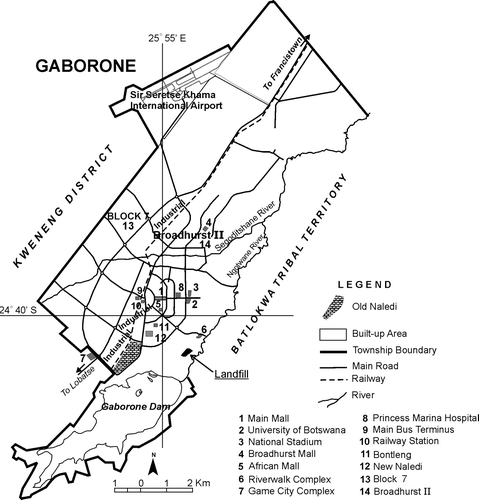 Fig. 2.  Location of the study area Old Naledi in Gaborone.
