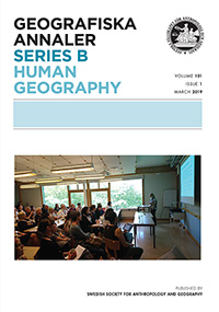 Cover image for Geografiska Annaler: Series B, Human Geography, Volume 101, Issue 1, 2019