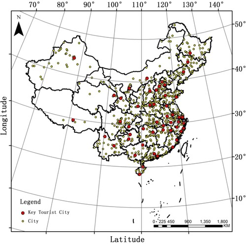 Figure 1. Research area and spatial distribution of cities.