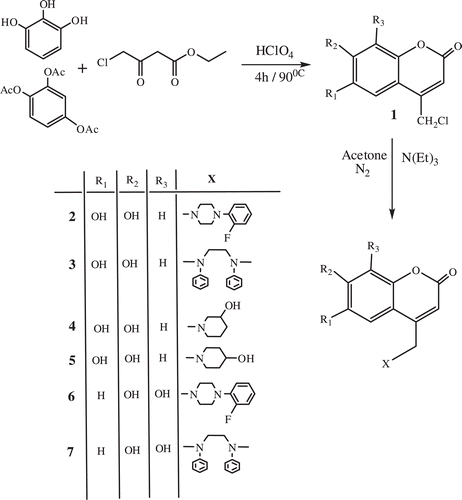 Scheme 1.  Synthesized coumarin compounds.