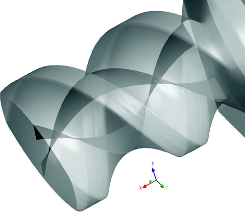 FIG. 1 Details of the mouthpiece inlet with external walls and internal guide vanes. The twisting angle and the twisting length of the guide vanes cause the highly swirling flow at the outlet of the DPI devise. The design of the mouthpiece geometry not only generates the swirling flow at the outlet but also high vorticity of the flow inside of the device.