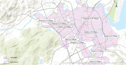 Figure 4. Song dynasty ten Li administrative division map.