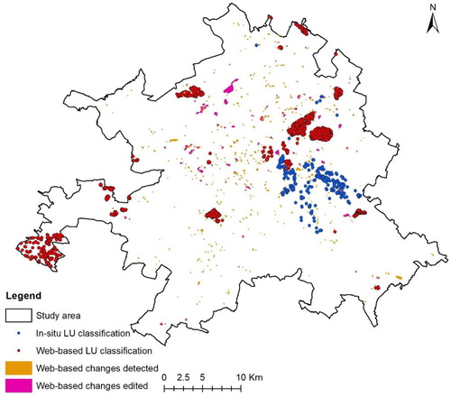 Figure 2. The spatial distribution of multi-source VGI collected in the study area