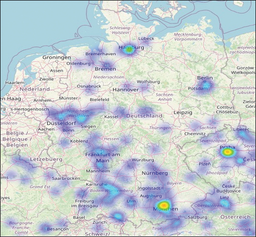 Figure 5. Clustering of defence companies in Germany.