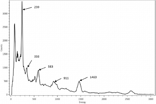 Fig. 3. Ra228 efficiency calibration spectrum.