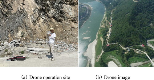 Figure 4. Unmanned aerial vehicle verification (a) drone operation, (b) drone image.