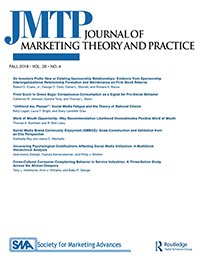 Cover image for Journal of Marketing Theory and Practice, Volume 26, Issue 4, 2018