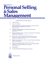 Cover image for Journal of Personal Selling & Sales Management, Volume 19, Issue 3, 1999