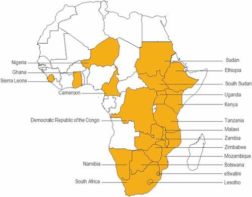 Figure 1. Locations in which the Accelerate Hub has operated within Africa.