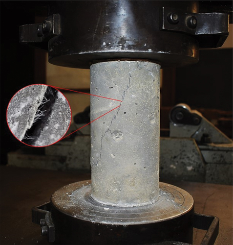 Figure 6. Failure pattern in the cylinder under compression load.