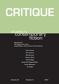 Cover image for Critique: Studies in Contemporary Fiction, Volume 62, Issue 4, 2021