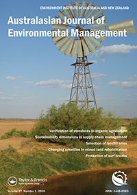 Cover image for Australasian Journal of Environmental Management, Volume 27, Issue 1, 2020