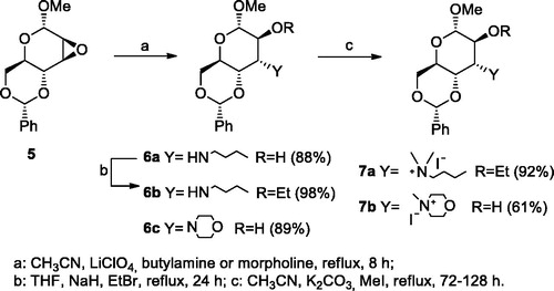 Scheme 2. Synthesis of altrose-based quaternary ammonium salts 7a–b.