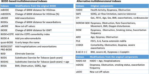 Figure 4. Multidimensional indexes available.