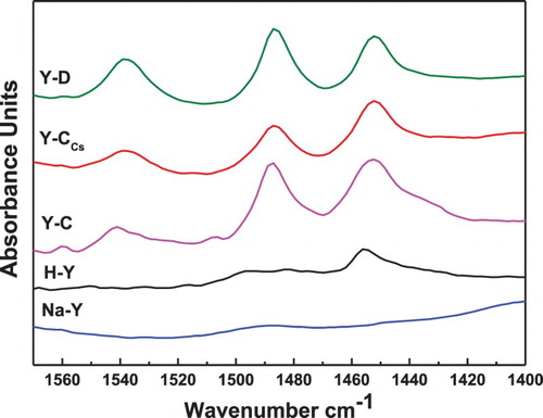 Figure 5. IR spectra of the samples after pyridine desorption.